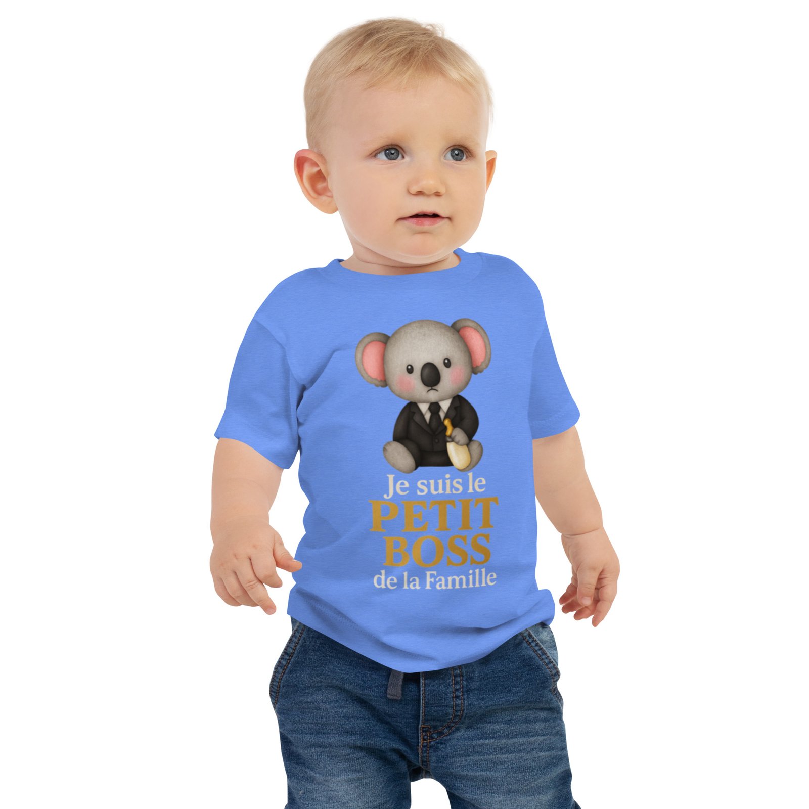 T-shirt bébé humour – Je suis le PETIT BOSS de la Famille – Image 3