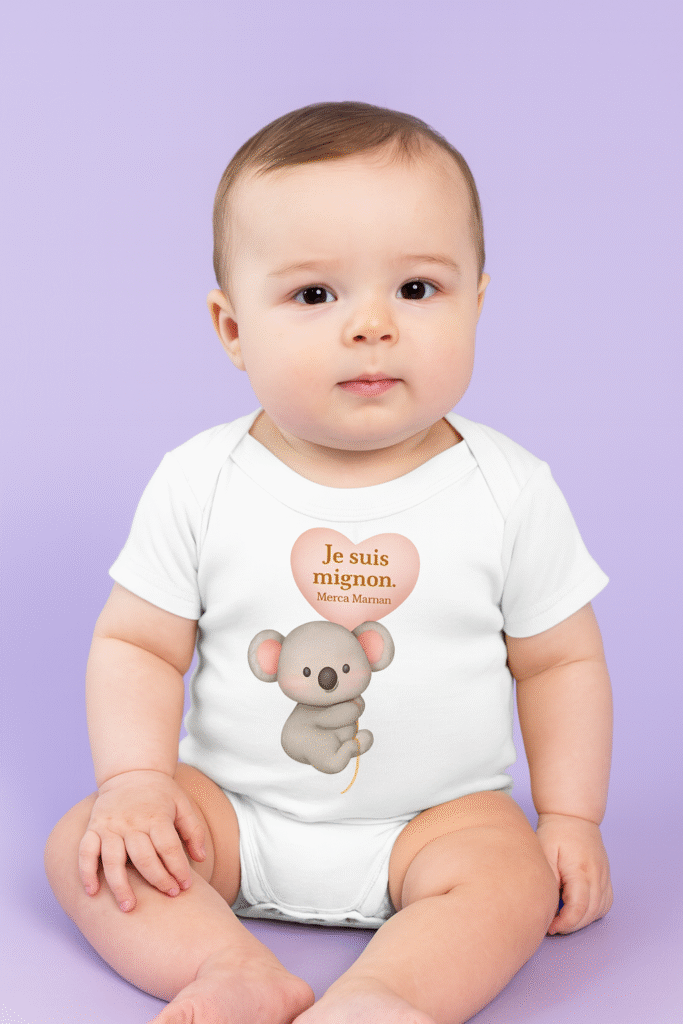 bébé portant un body bébé en édition limitée Bébé Panache - message je suis mignon merci maman
