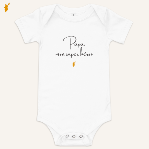 Body bébé Papa mon super héros en coton Airlume blanc