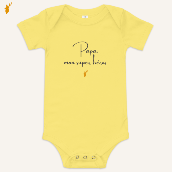 Body bébé Papa mon super héros jaune