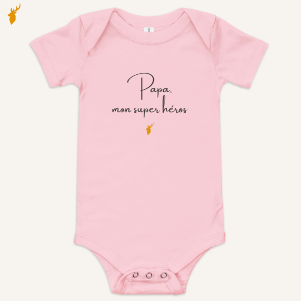 Body bébé Papa mon super héros rose