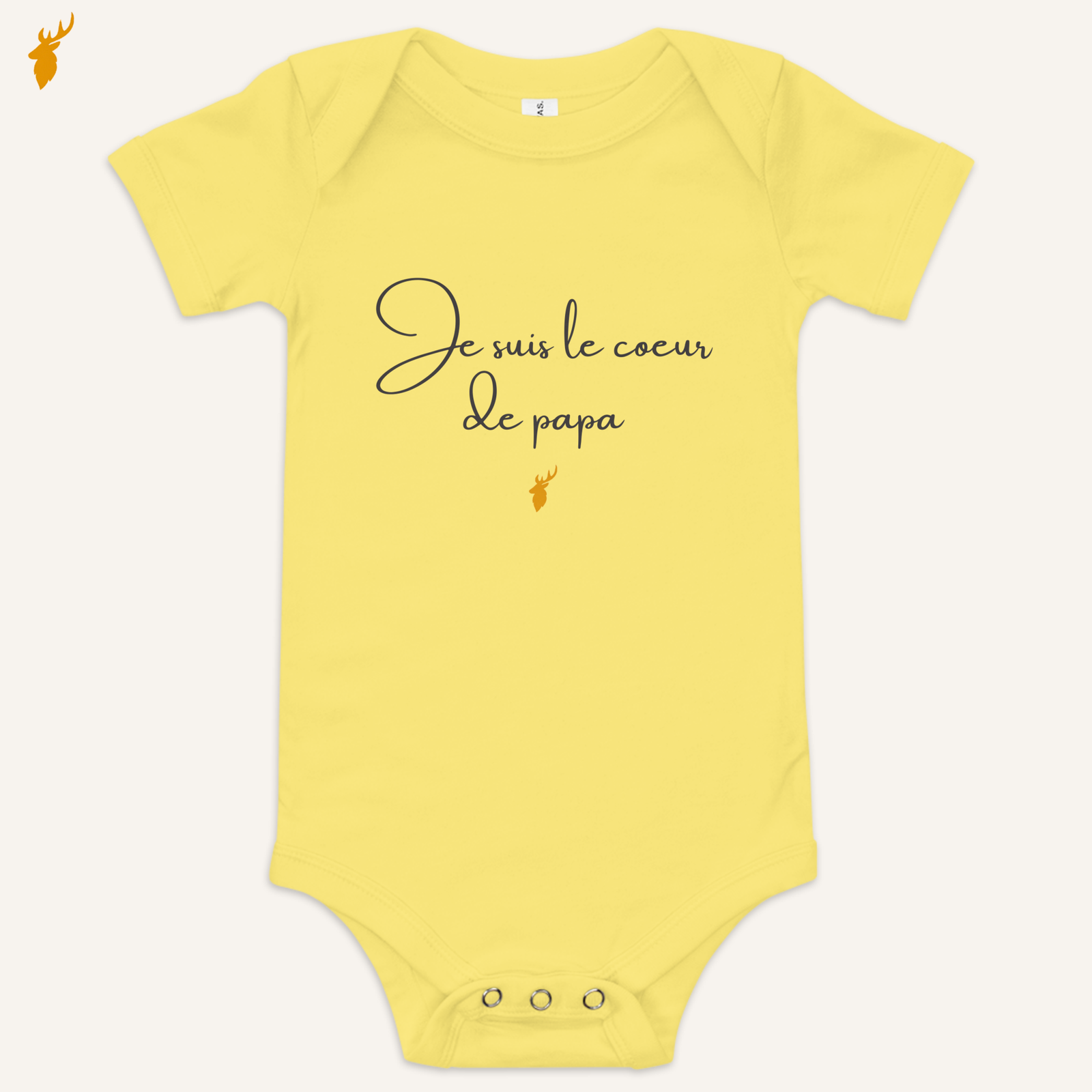 Body bébé jaune « Je suis le cœur de papa » – idée cadeau papa