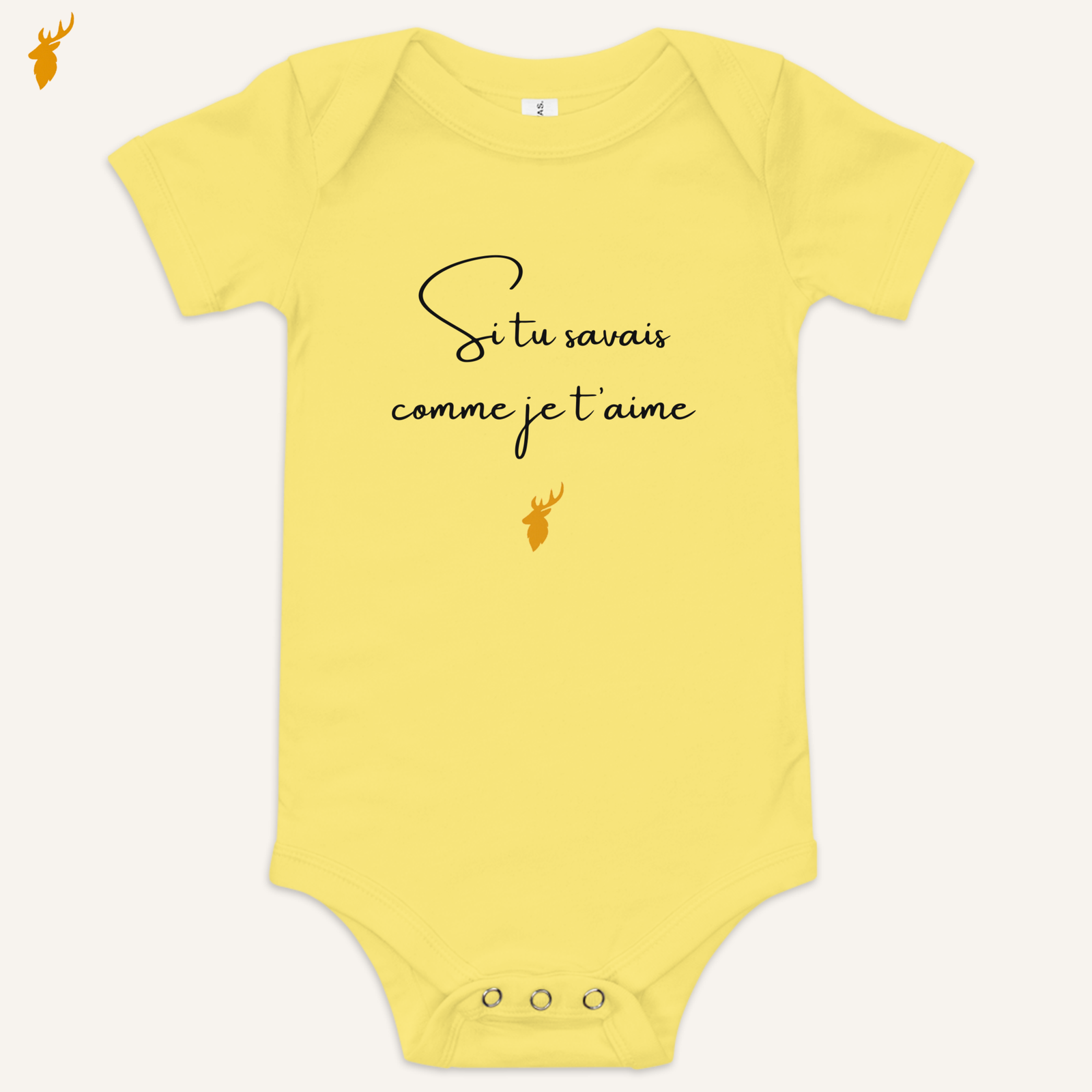 Cache-couche bébé blanc en coton Airlume™ imprimé du message « Si tu savais comme je t’aime ». Une idée de cadeau douce et sincère pour une maman.