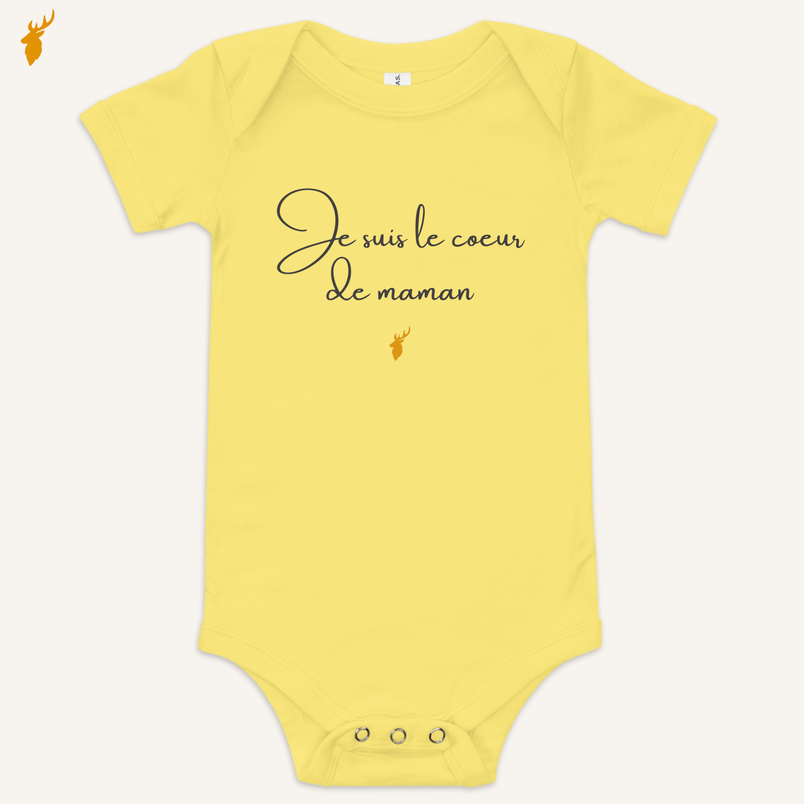 Body bébé "Je suis le cœur de maman" jaune – Bébé Panache