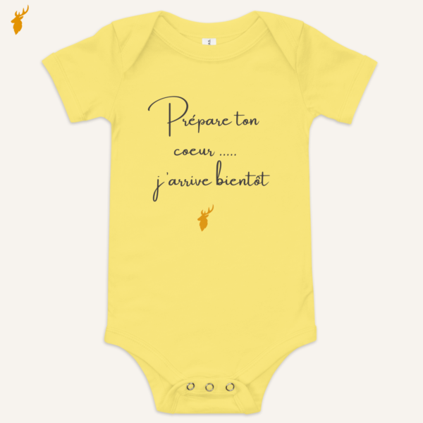 body annonce grossesse jaune message prépare ton cœur j’arrive