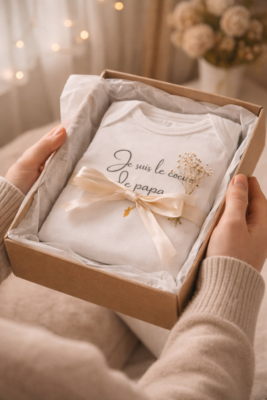 Offrir un cadeau de naissance symbolique avec un body bébé à message